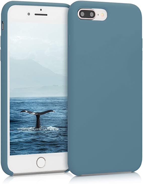 kwmobile TPU Silicone Case Compatible with Apple iPhone 7 Plus / 8 Plus - Case Slim Phone Cover with Soft Finish - Stone Blue