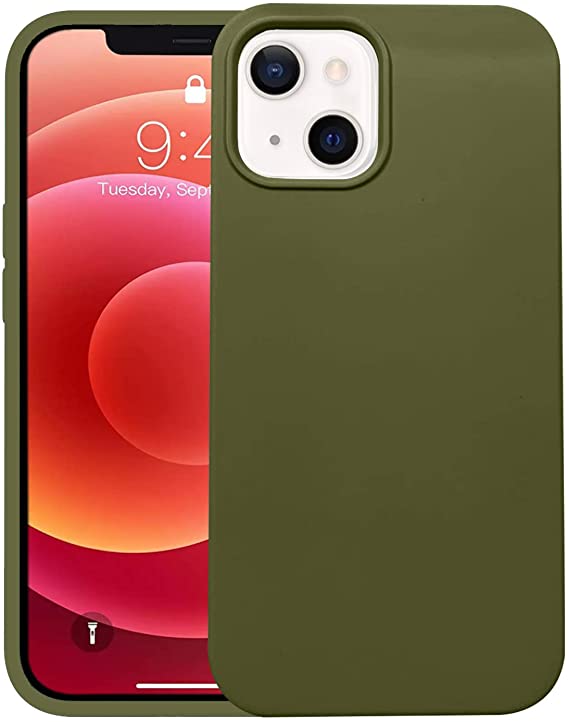 Compatible iPhone 13 Liquid Silicone, Shockproof, Ultra-Soft Case, 6.1 inch (Olive Green)