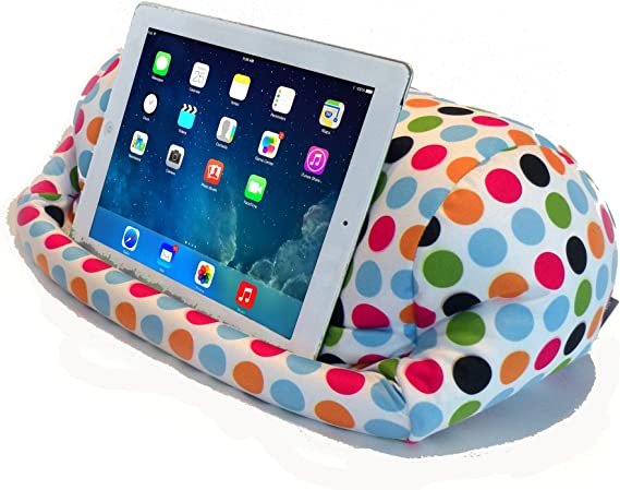 Lap PRO - Stand/Caddy, Universal Beanbag Lap Stand for iPad Pro, iPad Air,1,2,3 & All Tablets, E-Readers, Books & Magazines - Bed, Couch, Travel - Adjustable Angle; 0 - 89 deg. (Polkadot)