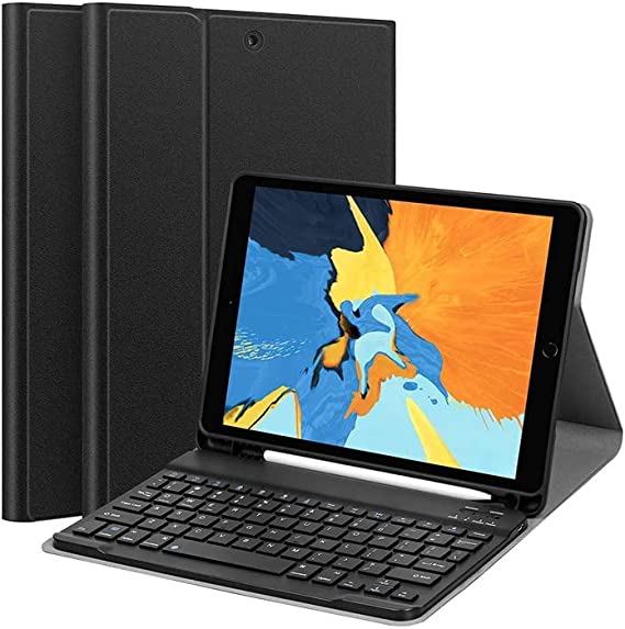 Case with Keyboard compatible for iPad 8th/7th Generation 10.2"(2021 2020 2019), iPad Air 3 10.5 2019/iPad Pro 10.5 2017 Detachable Wireless Bluetooth Keyboard Slim Smart Cover