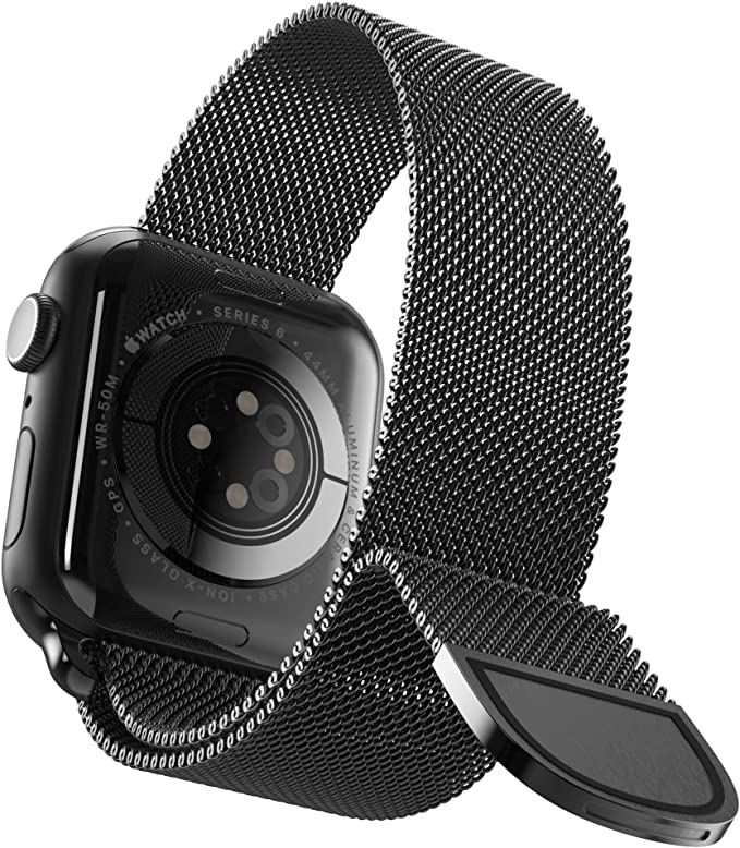 Sinjimoru Metal Band for Apple Watch, Adjustable Stain Steel Mesh Loop for Apple Watch Band 40mm & 44mm Compatible with Apple Watch Series 7/6/SE/5/4. Milanese Wristband for Apple Watch