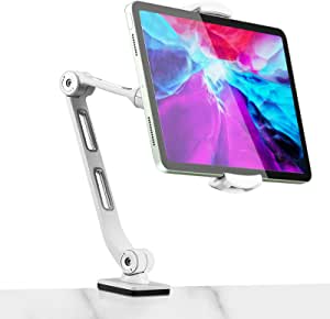 Suptek Aluminum Tablet Desk Mount Stand 360° Flexible Cell Phone Holder for iPad, iPhone, Samsung, Asus and More 4.7-11 inch Devices, Good for Bed, Kitchen, Office (YF208BW)