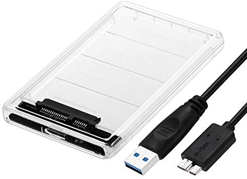 USB 3.0 to SATA 3.0 Adapter with Case, AUYOUWEI 2.5 inch SATA HDD/SSD Up to 2TB High-Speed External Hard Disk Drive Enclosure HD Transparent Box, Support UASP SATA III