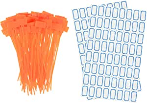 uxcell 100pcs Nylon Cable Ties Tags Label Marker Self-Locking for Marking Organizing Orange