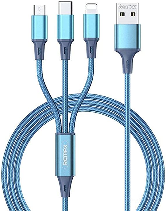 Remax Rc-189Th Gition Series 3.1A 3-In-1 Aluminum Alloy Charging Cable - Blue