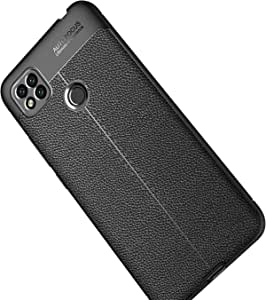 جراب لهاتف شاومى Redmi 10 A ، - جراب فائق الجودة من GrabMobily - غطاء مقاوم للصدمات بنمط جلدي متين رفيع للغاية من ألياف الكربون المصقولة - مقاوم للانزلاق - غطاء جديد أصلي - أسود