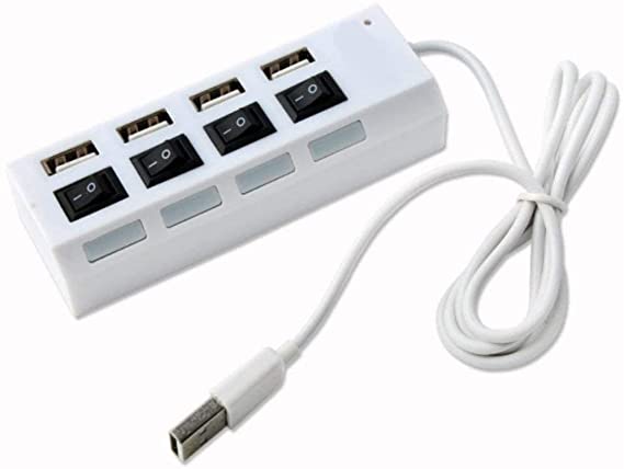 4 Port USB 2.0 High-Speed USB Hub (White)