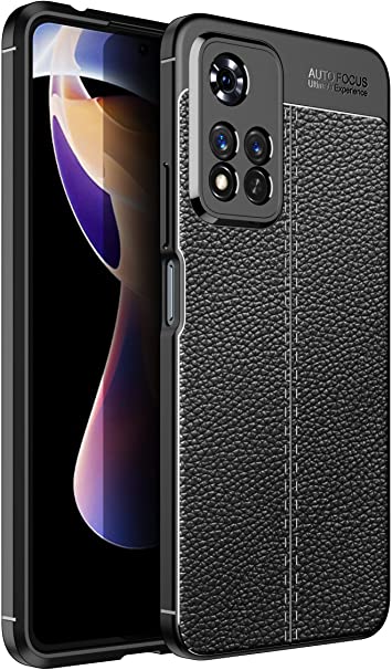 For Xiaomi Redmi Note 11 Pro+ 5G, Shockproof Original Leather Pattern Back Case Cover Carbon Fiber From CompuMisr - Black