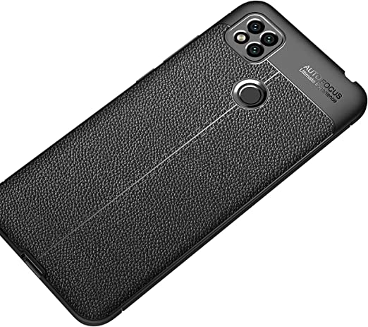 جراب لهاتف شاومى Redmi 9C ، - جراب جديد أصلي من GrabMobily - غطاء مقاوم للصدمات بنمط جلدي متين رفيع للغاية من ألياف الكربون المصقولة - مقاوم للانزلاق - غطاء فائق الجودة - أسود
