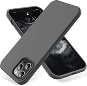 OTOFLY Compatible with iPhone 12 Pro Max Case,[Silky and Soft Touch Series] Premium Soft Liquid Silicone Rubber Full-Body Protective Bumper Case (Space Gray)