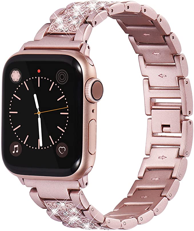 Fullife Compatible with Apple Watch Bands 38mm Women Bracelet Replacement for Apple Watch Bands Series 6 Series 5 Series 4 40mm Band Compatible with Apple Watch SE Band, Rose Gold…