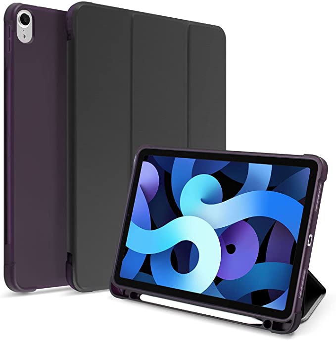 Insten - Tablet Cover Case Compatible with iPad Air 4 10.9 2020 with Pencil Holder, Magnetic Auto Wake/Sleep, Soft Slim, Lightweight, Black