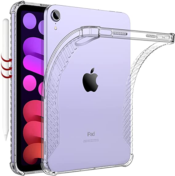 MoKo Slim Case Fit New iPad Mini 6 2021 (6th Generation, 8.3 inch), Soft TPU Protective Reinforced Air Cushion Corners Anti-Scratch Ultra Clear Cover Fit iPad Mini 8.3" 2021, Clear