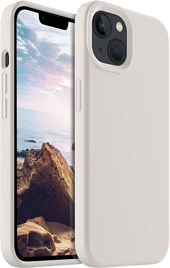 JELE Compatible with iPhone 13 Case, Liquid Silicone Slim Shockproof Phone Case with Anti-Scratch Microfiber Lining, 6.1 inch,Stone