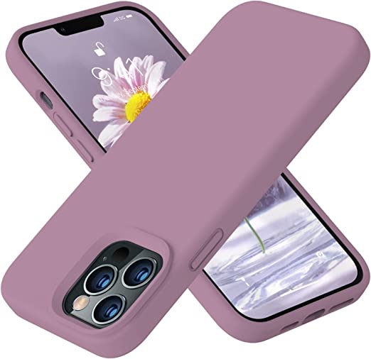 Vooii Compatible with iPhone 13 Pro Case, Liquid Silicone Full Body Protective Case with [Anti-Scratch] [Soft Microfiber Lining] [Camera Protective Case] for iPhone 13 Pro 6.1 inch, Lilac Purple
