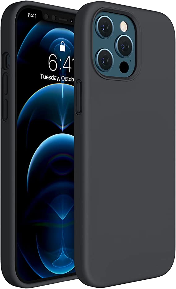 Miracase Compatible with iPhone 12 Pro Max Case 6.7 inch(2020 Release),Liquid Silicone Case Gel Rubber Full Body Protection Shockproof Drop Protection Case(Black)