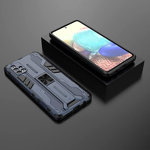 For Samsung Galaxy A71 (4G Only) Iron Man Rugged Shockproof Kickstand Cover - Heavy Duty Armor Shockproof Cover - Original New cover From GrabMobily - Blue