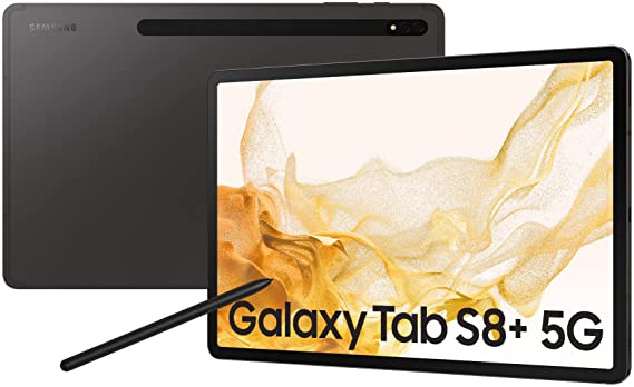 Samsung Galaxy Tab S8+, 12,4 Zoll, 256 GB interner Speicher, 8 GB RAM, 5G, Android Tablet inklusive S Pen, Graphite, inkl. 36 Monate Herstellergarantie [Exklusiv bei Amazon]