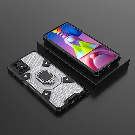 Samsung Galaxy M51 Original New All-in-One Case from GrabMobily - Premium quality Case - Dual Protection Shockproof Case With Short Lanyard - Transparent & Black