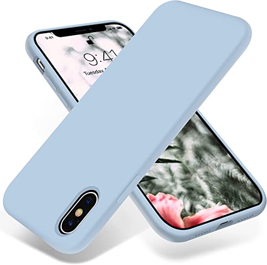OTOFLY Liquid Silicone Gel Rubber Full Body Protection Shockproof Case for iPhone Xs/iPhone X，Anti-Scratch&Fingerprint Basic-Cases，Compatible with iPhone X/iPhone Xs 5.8 inch (2018), (Mystery Blue)