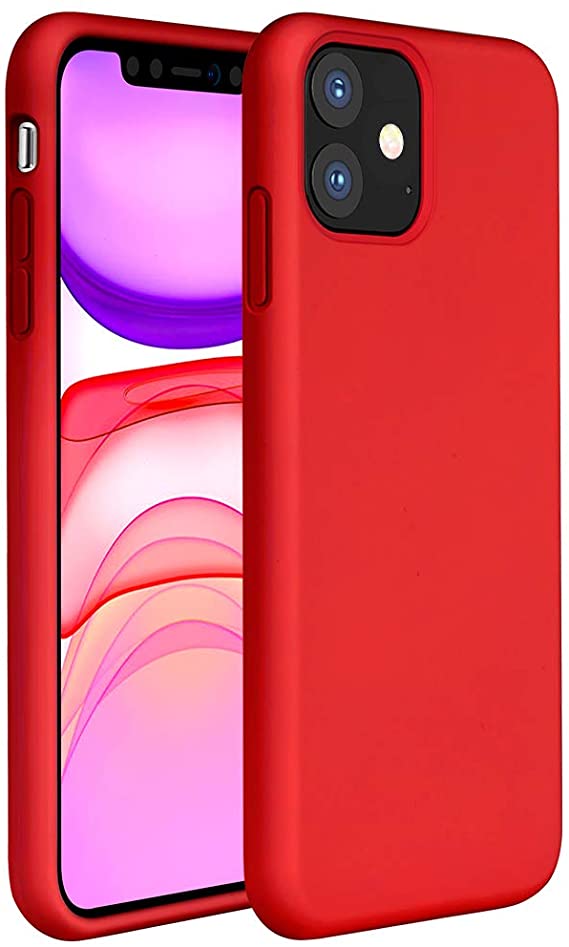Miracase Liquid Silicone Case Compatible with iPhone 11 6.1 inch(2019), Gel Rubber Full Body Protection Shockproof Cover Case Drop Protection Case（Red）