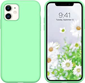iPhone 11 Case Silicone, DUEDUE Liquid Silicone Soft Gel Rubber Slim Cover with Microfiber Cloth Lining Cushion Shockproof Full Body Protective Case for iPhone 11 6.1 for Women Girls, Light Green