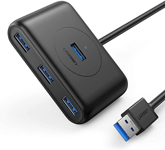 UGREEN 4 Port USB Hub 3.0 Data Hub with 3ft Portable Extension Cable High Speed Compatible for MacBook Air Mac Mini iMac Pro Microsoft Surface Ultrabooks Black (CR113)