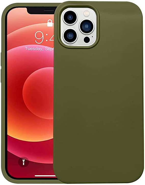 Compatible iPhone 13 Pro Max, Liquid Silicone, Shockproof, Ultra-Soft Case, 6.7 inch (Olive Green)