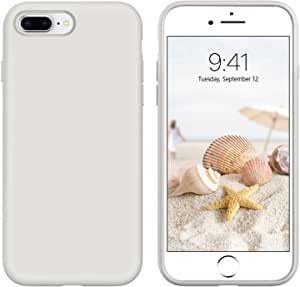 GUAGUA Compatible with iPhone 8 Plus Case iPhone 7 Plus Case Liquid Silicone Soft Gel Rubber Slim Thin Microfiber Lining Cushion Cover Shockproof Protective Case for iPhone 8 Plus /7 Plus, Stone