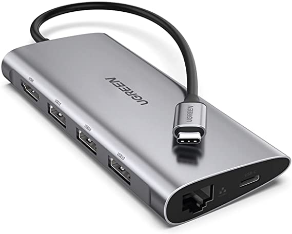 UGREEN USB C Hub 8 in 1 Type C Dock Station Multiport Adapter to 4K HDMI, Gigabit Ethernet, SD TF Card Reader, 3 USB 3.0 Ports, PD Charging for Macbook Pro (50538)