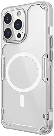 Nillkin Case for Apple iPhone 13 Pro (6.1" Inch) Nature TPU Pro Magnetic Works with Magsafe Charger Hard Borders + PC Back & Impact Resist Edges Soft Flexible White Color