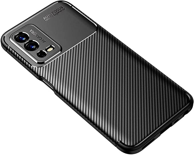 Case For Oppo A55 (4G Only), Flexible Rugged Armor Case with Brushed Carbon Fiber Pattern - premium quality cover From GrabMobily -Black