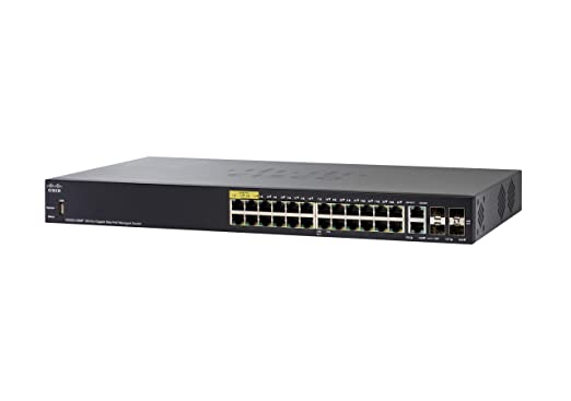 Cisco SG350-28MP Managed Switch, 28 Gigabit Ethernet Ports, 24 Gigabit Ethernet RJ45 Ports, 2 SFP Slots, 2 Gigabit Ethernet Combo, 382W PoE, Limited Lifetime Protection (SG350-28MP-K9-NA)