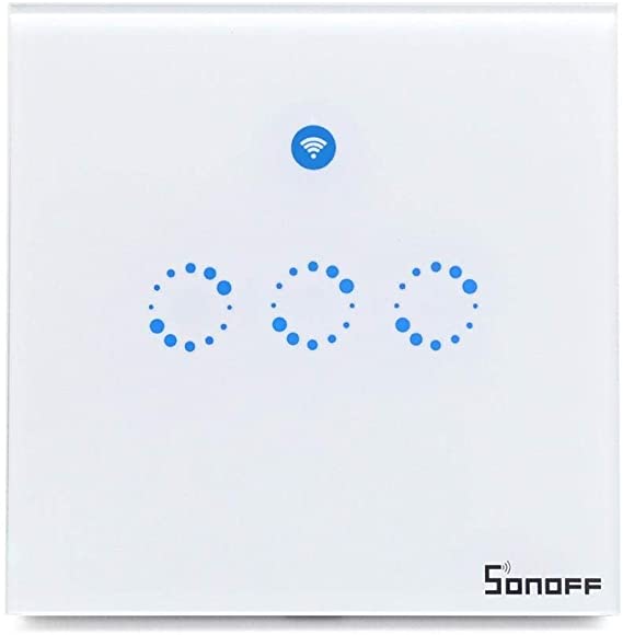 Sonoff Wifi Touch Wall Switch One Way Type UK (3 Gang)Wifi LED Touch Timer Switch Glass Panel Controller Light Switch Remote Control Via APP