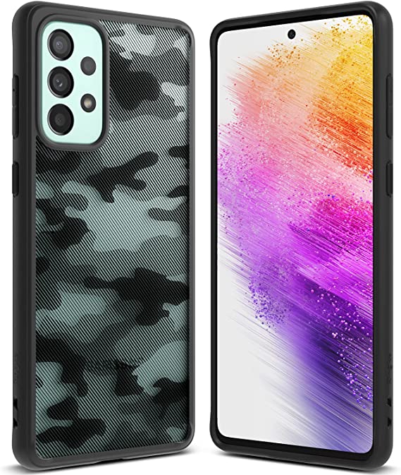 Ringke Fusion Compatible with Samsung Galaxy A73 5G (2022) Case, Matte Camouflage Hard PC Back Shockproof TPU Bumper Protective Phone Cover - Matte Camo Black