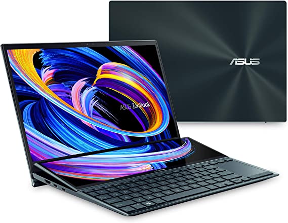 ASUS ZenBook Duo 14 UX482 14” FHD NanoEdge Touch Display, Core i7-1195G7, GeForce MX450, 16GB RAM, 1TB SSD, ScreenPad Plus, Windows 11 Pro, WiFi 6E Celestial Blue, UX482EGR-XB74T