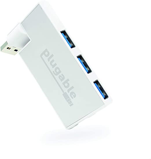 Plugable USB Hub, Rotating 4 Port USB 3.0 Hub, Powered USB Hub (Compatible with Windows, macOS & Linux, USB 2.0 Backwards Compatible)