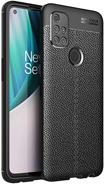 for OnePlus Nord N10 5G, Flexible Rugged Armor Case with Brushed Carbon Fiber Pattern - Original New Case From GrabMobily - Heavy Duty Protection Cover - Slip-Resistant - Black