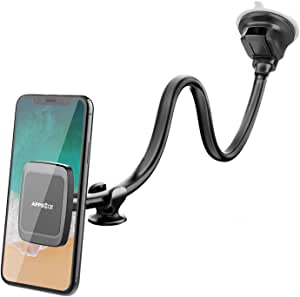 Magnetic Truck Car Phone Mount with 13-inch Flexible Long Arm, Anti-Shake Cell Phone Holder for Truck, 360 Rotation Windshield Dashboard Strong Suction Car Mount for iPhone 12 11 XS X Samsung Galaxy