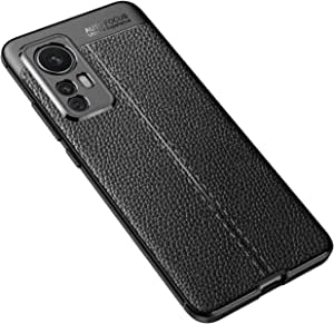 Xiaomi 12 / Xiaomi 12X, Shockproof Original Leather Pattern Back Case Cover Carbon Fiber Brushed - Slip-Resistant - Original New Case From GrabMobily - Black