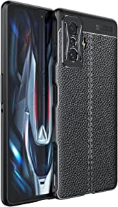 For Xiaomi Poco F4 GT, Original Leather Pattern Back Case Cover Carbon Fiber Litchi Shockproof From CompuMisr - Black