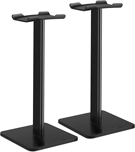 [2 Pack] Headphone Stand New Bee Headset Stand Earphone Stand with Aluminum Supporting Bar Flexible Headrest ABS Solid Base for All Headphones Size
