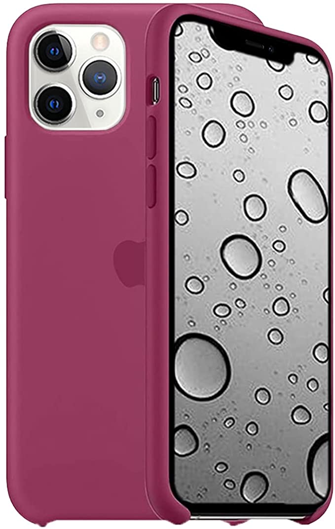 ILJILU Compatible with iPhone 11 Pro Max Case, Soft Liquid Silicone Gel Rubber Full Body Protection Non-Slip and Drop-Proof Shockproof Slim Fit Cover Case - Pomegranate