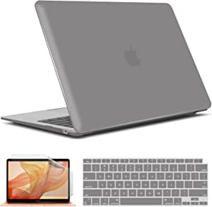 IBENZER Compatible with New MacBook Air 13 inch case 2022 2021 2020 M1 A2337 A2179 A1932, Hard Shell Case&Keyboard Cover&Screen Film for Mac Air 13 with Touch ID, Ultra Gray, CA-MAT13-UAGY+2