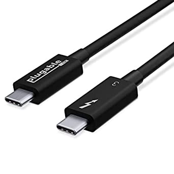 Plugable Thunderbolt 3 Cable 40Gbps Supports 100W (20V, 5A) Charging, 2.6ft / 0.8m USB C Compatible [Thunderbolt 3 Certified]