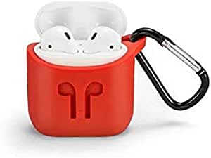 Apple AirPod Case Silicone Charging Cover Hang Pouch Protective Case Skin Sleeve -Red