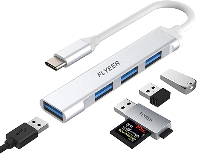 USB C Hub, FLYEER 4-in-1 USB C Adapter with USB 3.0 Port,Ultra Slim Data Hub, Compatible for MacBook Pro, iPad Pro, MacBook, Dell XPS, Surface Book and Other Type-C Devices