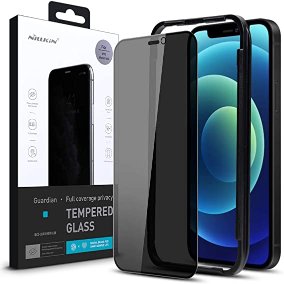 Nillkin Compatible with Privacy Screen Protector iPhone 12 Pro Max 6.7 inch, Privacy Tempered Glass Film with [Easy Installation Alignment Tool] + [Case Friendly] Full Coverage, Bubble Free