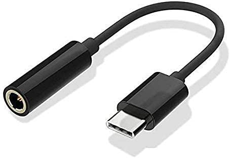 Ekon Type C to 3.5mm Audio Jack Adapter Splitter Aux Cable Dongle Jack Converter Audio Compatible with Samsung Galaxy F02s Fold M52 5G M40 S8 Plus Note 10 Note 10 Plus- Black
