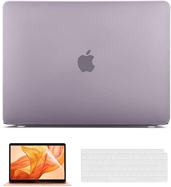 BELK Compatible with MacBook Air 13 inch Case 2021 2020 2019 2018 Release Model M1 A2337 A2179 A1932 Display,Soft Touch Hard Shell Cover+Keyboard Cover+Screen Protector, MacBook Air 2020 Case, Purple